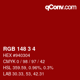 Color code: RGB 148 3 4 | qconv.com