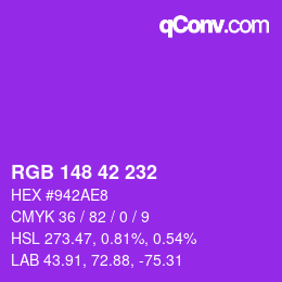 カラーコード: RGB 148 42 232 | qconv.com