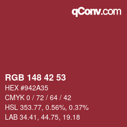 Color code: RGB 148 42 53 | qconv.com