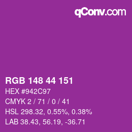 Color code: RGB 148 44 151 | qconv.com