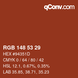 カラーコード: RGB 148 53 29 | qconv.com