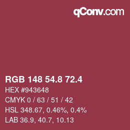 カラーコード: RGB 148 54.8 72.4 | qconv.com