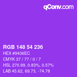 Color code: RGB 148 54 236 | qconv.com