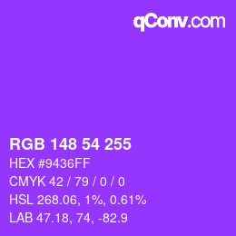 Color code: RGB 148 54 255 | qconv.com