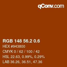 カラーコード: RGB 148 56.2 0.6 | qconv.com