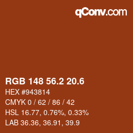 カラーコード: RGB 148 56.2 20.6 | qconv.com