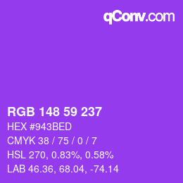 Farbcode: RGB 148 59 237 | qconv.com
