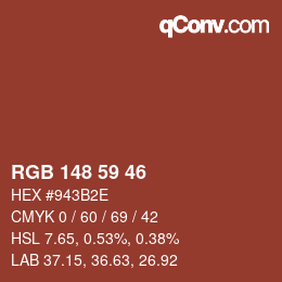Farbcode: RGB 148 59 46 | qconv.com