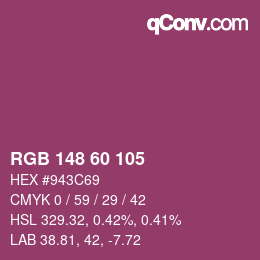 カラーコード: RGB 148 60 105 | qconv.com