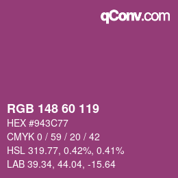 カラーコード: RGB 148 60 119 | qconv.com