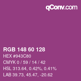 Color code: RGB 148 60 128 | qconv.com