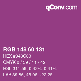 カラーコード: RGB 148 60 131 | qconv.com