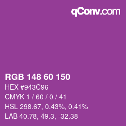 颜色代码: RGB 148 60 150 | qconv.com