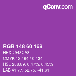 カラーコード: RGB 148 60 168 | qconv.com