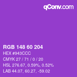 カラーコード: RGB 148 60 204 | qconv.com