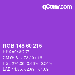 Color code: RGB 148 60 215 | qconv.com