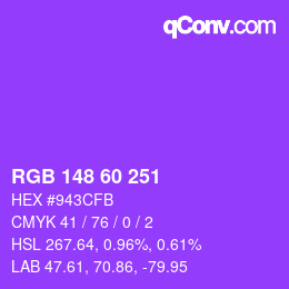 Color code: RGB 148 60 251 | qconv.com