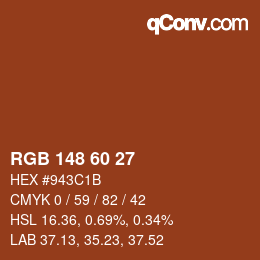 Color code: RGB 148 60 27 | qconv.com