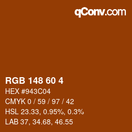カラーコード: RGB 148 60 4 | qconv.com