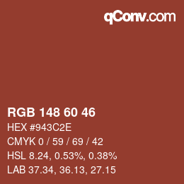 Farbcode: RGB 148 60 46 | qconv.com