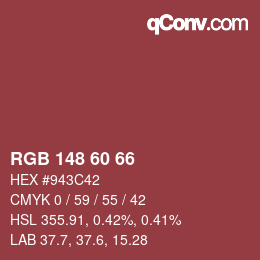 カラーコード: RGB 148 60 66 | qconv.com