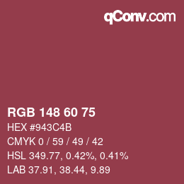 カラーコード: RGB 148 60 75 | qconv.com