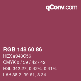 カラーコード: RGB 148 60 86 | qconv.com