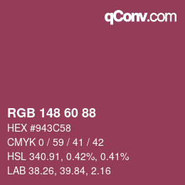 Color code: RGB 148 60 88 | qconv.com