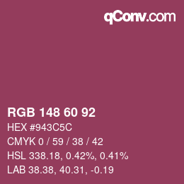 カラーコード: RGB 148 60 92 | qconv.com