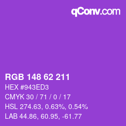 カラーコード: RGB 148 62 211 | qconv.com