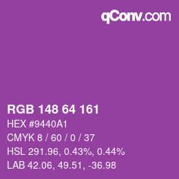 颜色代码: RGB 148 64 161 | qconv.com