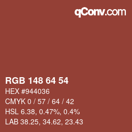 Color code: RGB 148 64 54 | qconv.com