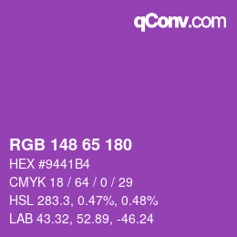 颜色代码: RGB 148 65 180 | qconv.com