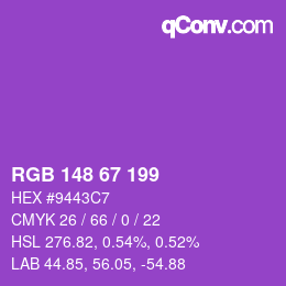 Farbcode: RGB 148 67 199 | qconv.com
