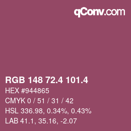 カラーコード: RGB 148 72.4 101.4 | qconv.com