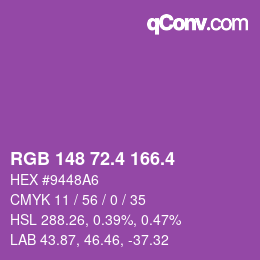 カラーコード: RGB 148 72.4 166.4 | qconv.com