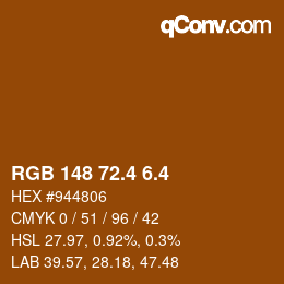 カラーコード: RGB 148 72.4 6.4 | qconv.com