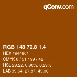 カラーコード: RGB 148 72.8 1.4 | qconv.com