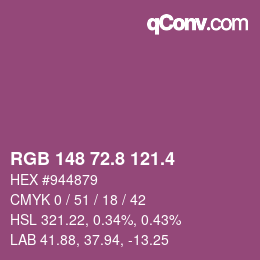 カラーコード: RGB 148 72.8 121.4 | qconv.com