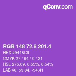 カラーコード: RGB 148 72.8 201.4 | qconv.com