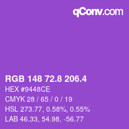 カラーコード: RGB 148 72.8 206.4 | qconv.com