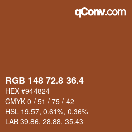 カラーコード: RGB 148 72.8 36.4 | qconv.com