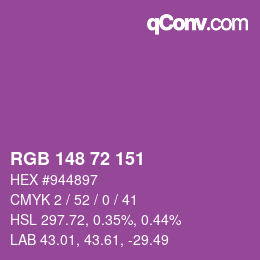 Color code: RGB 148 72 151 | qconv.com