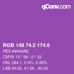 カラーコード: RGB 148 74.2 174.6 | qconv.com