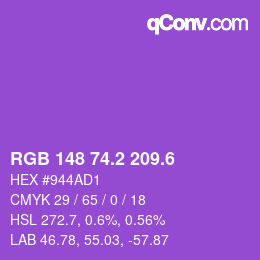 カラーコード: RGB 148 74.2 209.6 | qconv.com