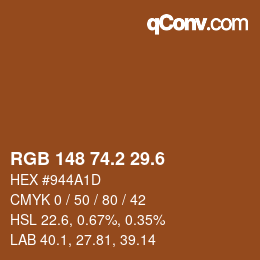 カラーコード: RGB 148 74.2 29.6 | qconv.com