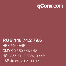カラーコード: RGB 148 74.2 79.6 | qconv.com