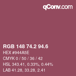 カラーコード: RGB 148 74.2 94.6 | qconv.com