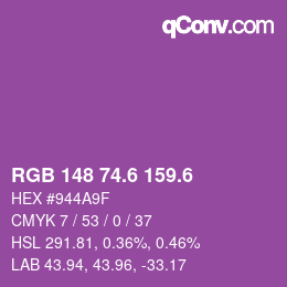 カラーコード: RGB 148 74.6 159.6 | qconv.com