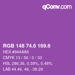 カラーコード: RGB 148 74.6 169.6 | qconv.com
